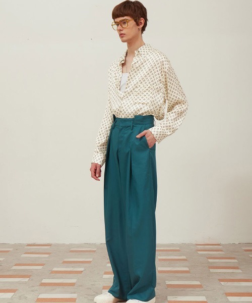 MIXSEVEN(ミックスセブン)の「ピーコックブルーワイドスラックス MX21S10【MIX SEVEN】(スラックス・メンズ・ダークグリーン・S/M/L/XL)」の6枚目の写真