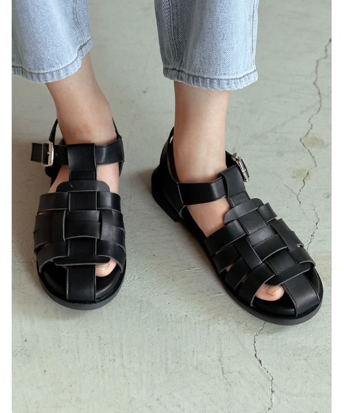 Re:EDIT（リエディ）の「[神山まりあさん着用]フェイクレザーグルカサンダル（サンダル・レディース・ブラック/キャメル/アイボリー・MEDIUM/X-LARGE/XX-LARGE/LARGE/SMALL）」の3枚目の写真