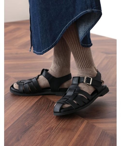 Re:EDIT（リエディ）の「[神山まりあさん着用]フェイクレザーグルカサンダル（サンダル・レディース・ブラック/キャメル/アイボリー・MEDIUM/X-LARGE/XX-LARGE/LARGE/SMALL）」の17枚目の写真