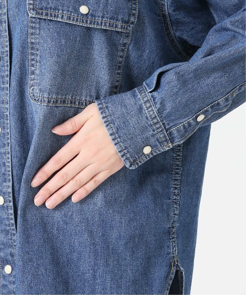 SLOBE IENA（スローブイエナ）の「LE DENIM スタンドシャツ【洗濯機使用可能】◆（シャツ/ブラウス・レディース・ネイビー/ブルー系その他・FREE）」の8枚目の写真