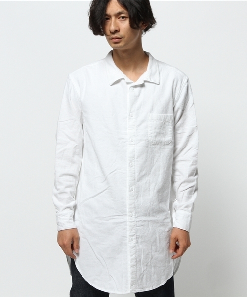 CIAOPANIC（チャオパニック）の「【Ciaopanic】起毛オックスロングSH（シャツ/ブラウス・メンズ・オフホワイト/ネイビー/グレー・LARGE/MEDIUM）」の4枚目の写真