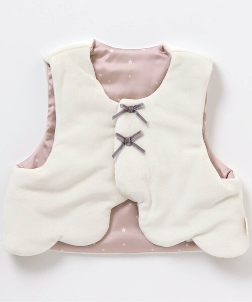 apres les cours（アプレレクール）の「スカラップベビーベスト（ベスト・キッズ・アイボリー/グレー・70/80）」の2枚目の写真