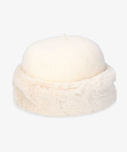 OVERRIDE（オーバーライド）の「OVERRIDE BASQUE FUR CHAO TOQUE（ハット・レディース・ダークグレー/ブラウン/ホワイト・M/57.5cm）」の4枚目の写真