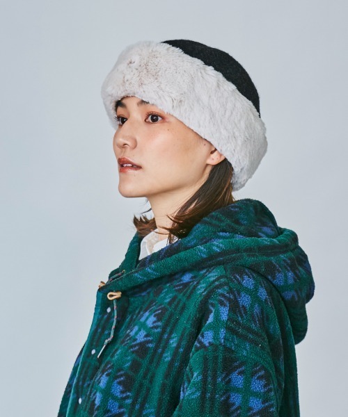 OVERRIDE（オーバーライド）の「OVERRIDE BASQUE FUR CHAO TOQUE（ハット・レディース・ダークグレー/ブラウン/ホワイト・M/57.5cm）」の18枚目の写真