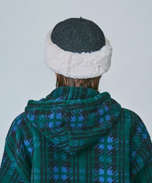 OVERRIDE（オーバーライド）の「OVERRIDE BASQUE FUR CHAO TOQUE（ハット・レディース・ダークグレー/ブラウン/ホワイト・M/57.5cm）」の8枚目の写真