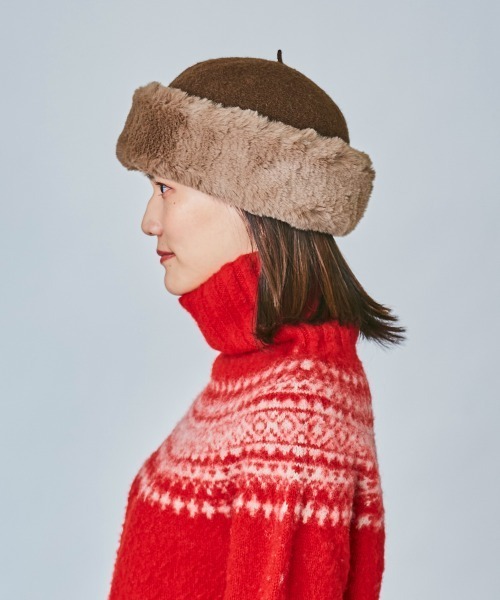 OVERRIDE（オーバーライド）の「OVERRIDE BASQUE FUR CHAO TOQUE（ハット・レディース・ダークグレー/ブラウン/ホワイト・M/57.5cm）」の17枚目の写真