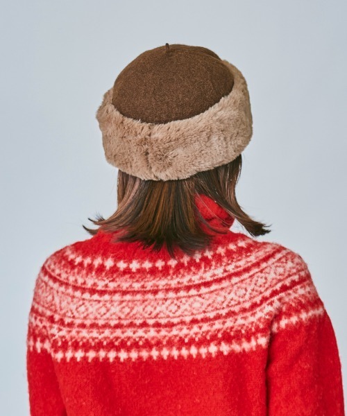 OVERRIDE（オーバーライド）の「OVERRIDE BASQUE FUR CHAO TOQUE（ハット・レディース・ダークグレー/ブラウン/ホワイト・M/57.5cm）」の19枚目の写真