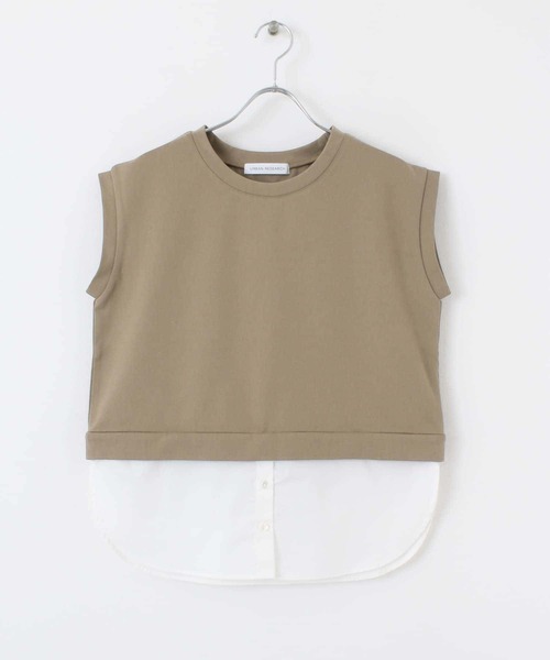 URBAN RESEARCH（アーバンリサーチ）の「シャツレイヤード風フレンチスリーブカットソー（Tシャツ/カットソー・レディース・ネイビー/ブラウン/ベージュ系その他・FREE）」の3枚目の写真