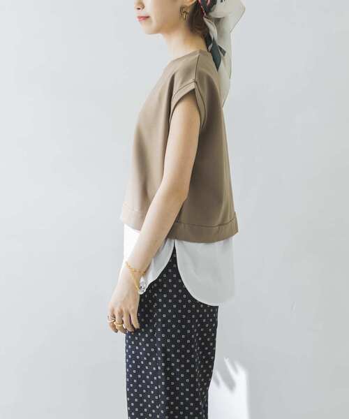 URBAN RESEARCH（アーバンリサーチ）の「シャツレイヤード風フレンチスリーブカットソー（Tシャツ/カットソー・レディース・ネイビー/ブラウン/ベージュ系その他・FREE）」の4枚目の写真