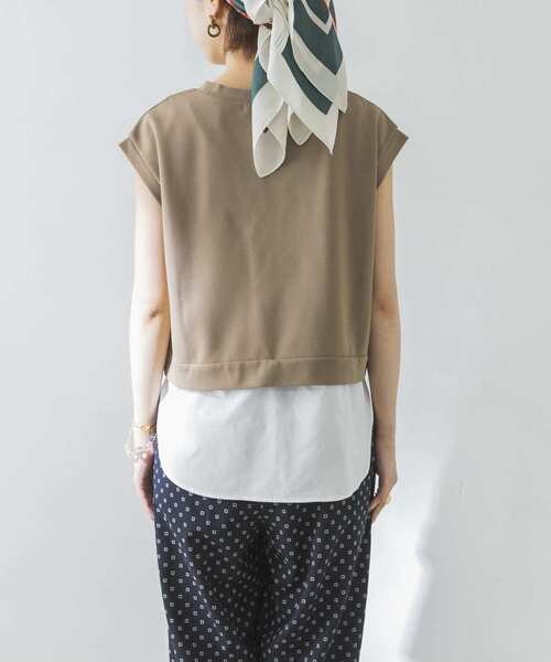 URBAN RESEARCH（アーバンリサーチ）の「シャツレイヤード風フレンチスリーブカットソー（Tシャツ/カットソー・レディース・ネイビー/ブラウン/ベージュ系その他・FREE）」の5枚目の写真