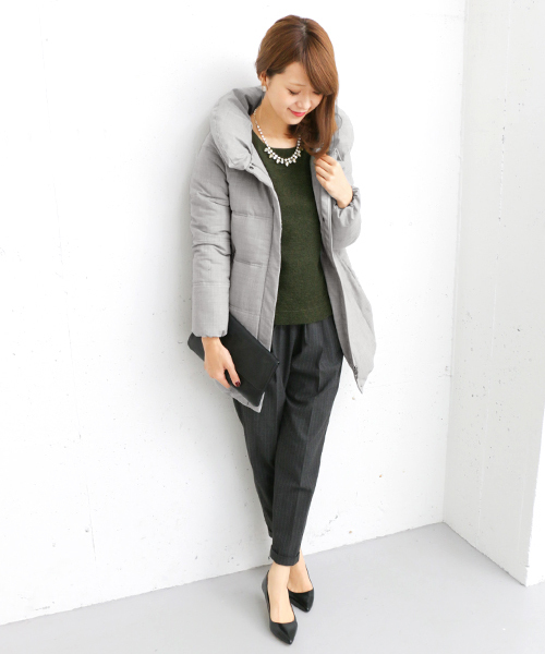 URBAN RESEARCH DOORS WOMENS（アーバンリサーチ ドアーズ ウィメンズ）の「DOORS ストレッチウールロングキルトジャケット（ダウンジャケット/コート・レディース・チャコールグレー/グレー・ONE）」の12枚目の写真