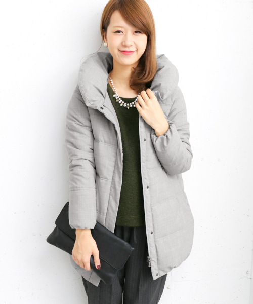 URBAN RESEARCH DOORS WOMENS（アーバンリサーチ ドアーズ ウィメンズ）の「DOORS ストレッチウールロングキルトジャケット（ダウンジャケット/コート・レディース・チャコールグレー/グレー・ONE）」の13枚目の写真