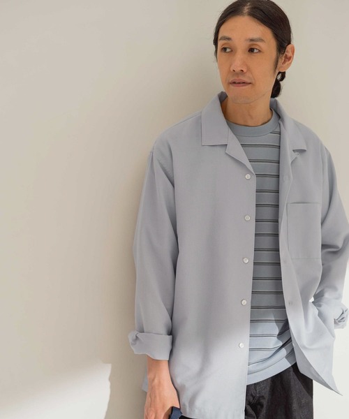 URBAN RESEARCH DOORS（アーバンリサーチドアーズ）の「パナマオープンカラーシャツ（シャツ/ブラウス・メンズ・ブラウン/ホワイト系その他/ネイビー/ライトブルー・38/40）」の3枚目の写真