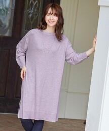【洗える】体型カバーも叶うボートネックリブ衿ニットチュニック