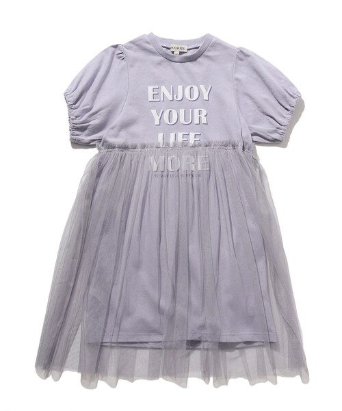 SHOO・LA・RUE（シューラルー）の「◆【90-140cm】チュールドッキングプリントワンピ（ワンピース・キッズ・ベビーピンク/パープル系4・10/14/12/11/09/13）」の6枚目の写真