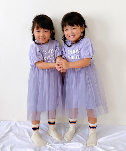 SHOO・LA・RUE（シューラルー）の「◆【90-140cm】チュールドッキングプリントワンピ（ワンピース・キッズ・ベビーピンク/パープル系4・10/14/12/11/09/13）」の9枚目の写真