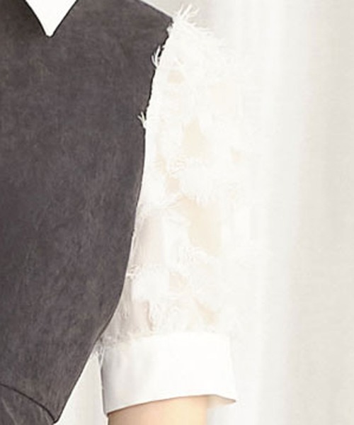 TITTY&CO.(ティティーアンドコー)の「フェザースリーブフレアワンピース(ワンピース・レディース・ライトブルー/ブラック/ピンク・SMALL/MEDIUM)」の20枚目の写真