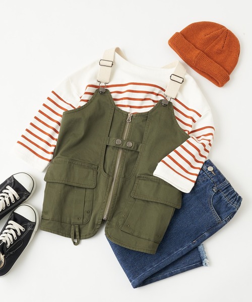 CIAOPANIC TYPY（チャオパニックティピー）の「【KIDS】ミリタリーハンティングベスト（ベスト・キッズ・ブラック/カーキ・MEDIUM/X-LARGE）」の3枚目の写真