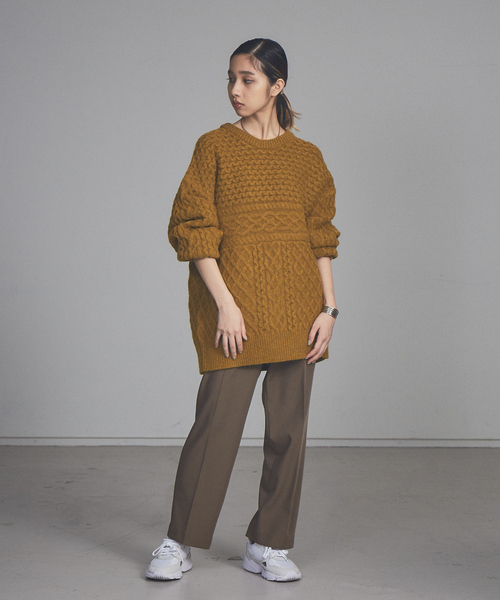 NOMINE（ノミネ）の「【展開店舗限定】オーバーサイズケーブルニット（ニット/セーター・レディース・グリーン/アイボリー/マスタード・フリー）」の21枚目の写真