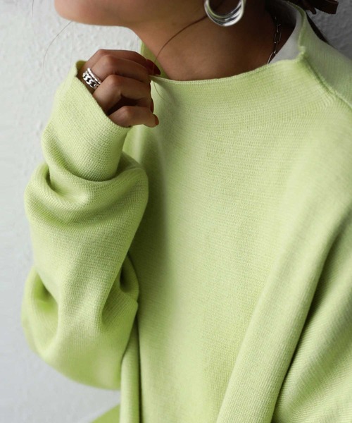 antiqua（アンティカ）の「上質ミラノリブ！丁寧に編まれたボトルネックニット（ニット/セーター・レディース・ブラック/ベージュ/ライム/パープル・FREE）」の6枚目の写真