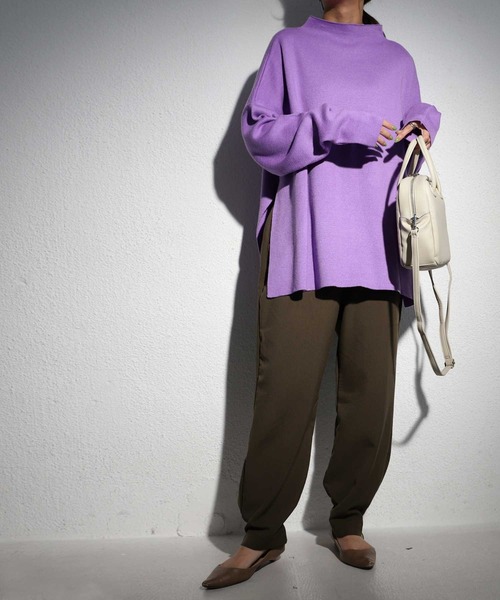 antiqua（アンティカ）の「上質ミラノリブ！丁寧に編まれたボトルネックニット（ニット/セーター・レディース・ブラック/ベージュ/ライム/パープル・FREE）」の18枚目の写真