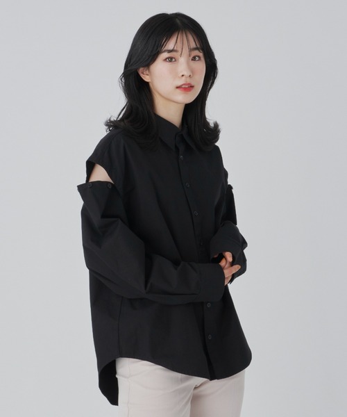 17HR（セブンティーンアワーズ）の「3wayボタンシャツ（シャツ/ブラウス・レディース・ブラック/ホワイト・FREE）」の7枚目の写真