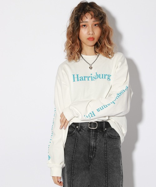 PBLIM（ページボーイリム）の「【PAGEBOYLIM】アドレスロゴロンT（Tシャツ/カットソー・レディース・オフホワイト/グリーン/ピンク・MEDIUM/LARGE）」の2枚目の写真