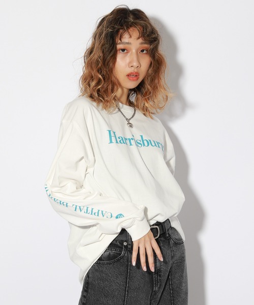 PBLIM（ページボーイリム）の「【PAGEBOYLIM】アドレスロゴロンT（Tシャツ/カットソー・レディース・オフホワイト/グリーン/ピンク・MEDIUM/LARGE）」の5枚目の写真