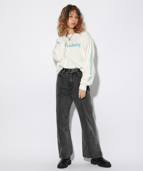 PBLIM（ページボーイリム）の「【PAGEBOYLIM】アドレスロゴロンT（Tシャツ/カットソー・レディース・オフホワイト/グリーン/ピンク・MEDIUM/LARGE）」の7枚目の写真