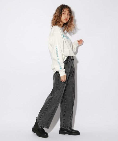 PBLIM（ページボーイリム）の「【PAGEBOYLIM】アドレスロゴロンT（Tシャツ/カットソー・レディース・オフホワイト/グリーン/ピンク・MEDIUM/LARGE）」の8枚目の写真