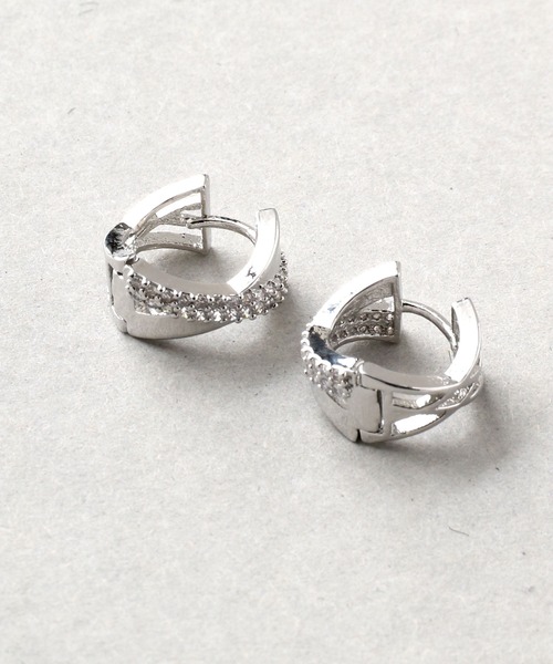 クロスラインフープピアス（ピアス（両耳用））｜Manon's