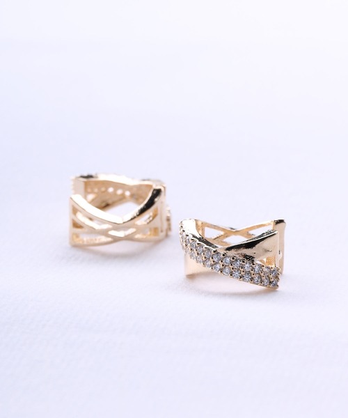 クロスラインフープピアス（ピアス（両耳用））｜Manon's