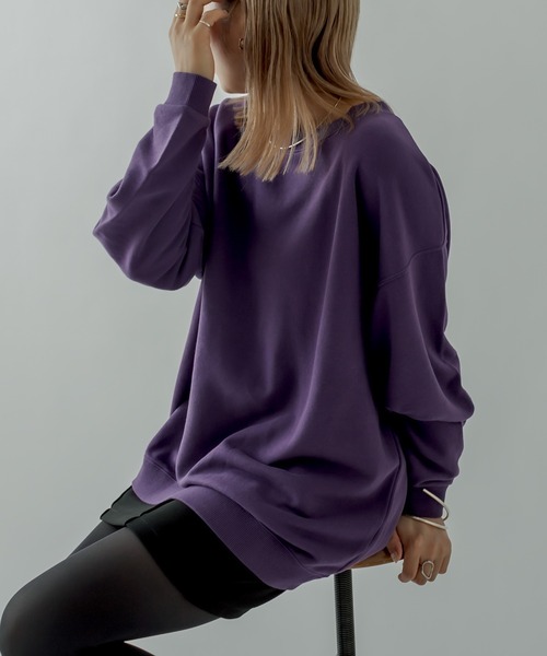 mystic(ミスティック)の「PBPスウェット(BIG)(Tシャツ/カットソー・レディース・チャコールグレー/パープル/アイボリー・FREE)」の8枚目の写真