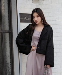 ANDGEEBEE | フェイクムートンショートジャケット(ムートンコート)