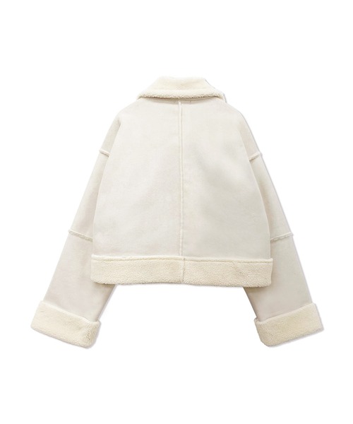 ANDGEEBEE（アンジービー）の「フェイクムートンショートジャケット（ムートンコート・レディース・ブラック/アイボリー・MEDIUM）」の18枚目の写真