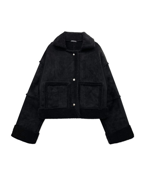 ANDGEEBEE（アンジービー）の「フェイクムートンショートジャケット（ムートンコート・レディース・ブラック/アイボリー・MEDIUM）」の19枚目の写真