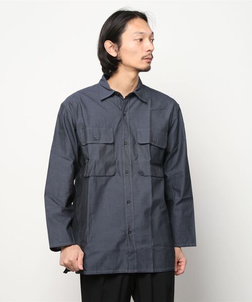 blurhms（ブラームス）の「blurhms / ブラームス：Supima Chambray CPO Shirt Jacket：BHS21F019[COR]（ブルゾン・メンズ・グレー系その他/ブラック系その他・3/4）」の5枚目の写真