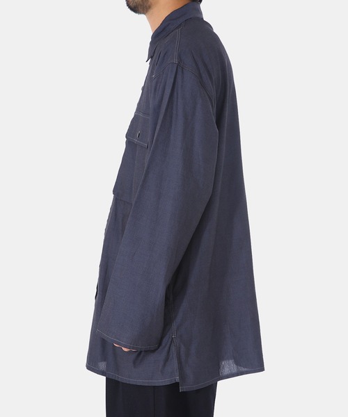 blurhms（ブラームス）の「blurhms / ブラームス：Supima Chambray CPO Shirt Jacket：BHS21F019[COR]（ブルゾン・メンズ・グレー系その他/ブラック系その他・3/4）」の7枚目の写真