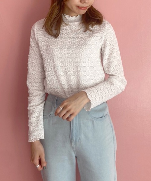 OLIVE des OLIVE（オリーブデオリーブ）の「メロウハイネックプルオーバー（Tシャツ/カットソー・レディース・ブラック/オフホワイト/ブルー/スミクロ・FREE）」の2枚目の写真