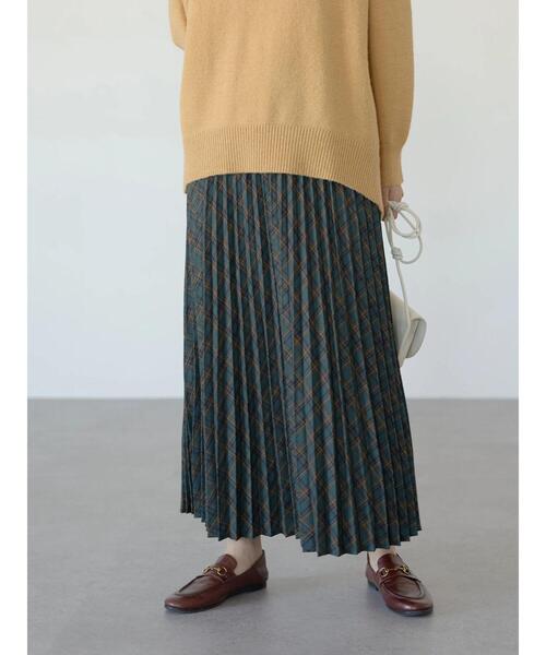 earth music&ecology(アースミュージックアンドエコロジー)の「チェックプリーツスカート*(スカート・レディース・ネイビー/ブラウン/グリーン・FREE)」の10枚目の写真