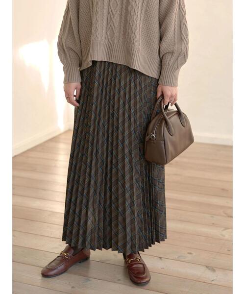 earth music&ecology(アースミュージックアンドエコロジー)の「チェックプリーツスカート*(スカート・レディース・ネイビー/ブラウン/グリーン・FREE)」の6枚目の写真