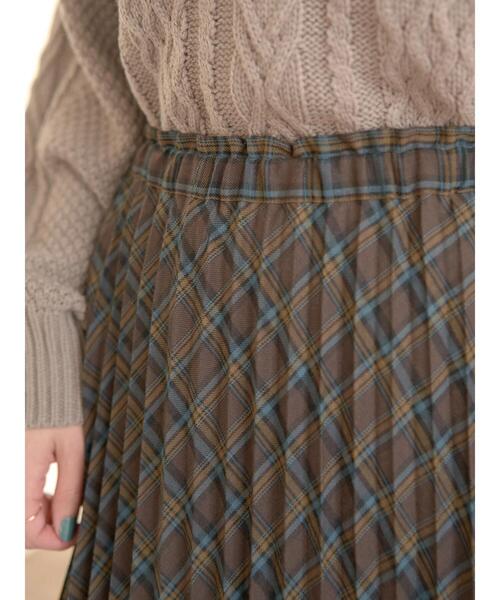 earth music&ecology(アースミュージックアンドエコロジー)の「チェックプリーツスカート*(スカート・レディース・ネイビー/ブラウン/グリーン・FREE)」の7枚目の写真