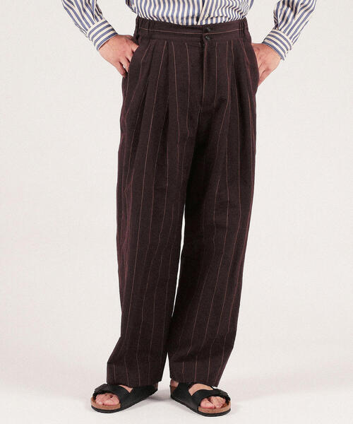TOMORROWLAND （トゥモローランド）の「リネンコットン ストライプ 2プリーツパンツ（その他パンツ・メンズ・ブラック系その他・S/M/XS）」の4枚目の写真