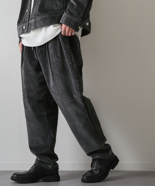 ZIP FIVE（ジップファイブ）の「【ZIP FIVE】 ドローコード内蔵 コーデュロイ テーパード タック パンツ（チノパンツ・メンズ・ブラック/ベージュ/ブラウン/グレー/カーキ/オレンジ/アイボリー/チャコール・MEDIUM/LARGE/X-LARGE）」の5枚目の写真