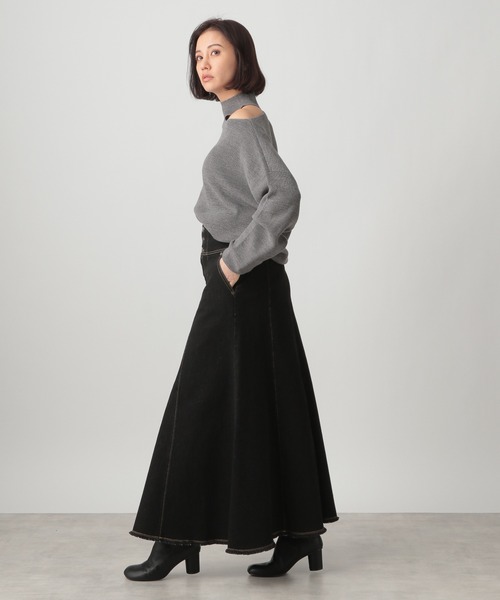 Ezick(エジック)の「ハイウエストデニムスカート(デニムスカート・レディース・ブラック・SMALL/MEDIUM)」の3枚目の写真