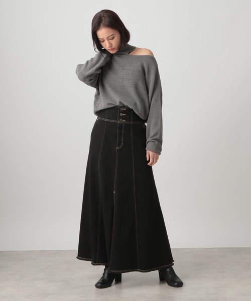 Ezick(エジック)の「ハイウエストデニムスカート(デニムスカート・レディース・ブラック・SMALL/MEDIUM)」の11枚目の写真