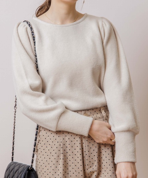 flower（フラワー）の「プレイフルバルーントップ（ニット/セーター・レディース・グレー/ベージュ・FREE）」の2枚目の写真