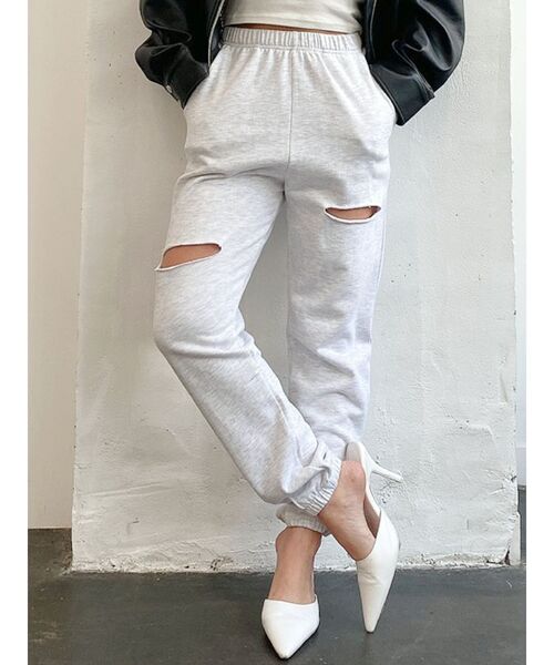 GYDA（ジェイダ）の「ダブルクラッシュスウェットパンツ（その他パンツ・レディース・ライトグレー/チャコールグレー・FREE）」の2枚目の写真