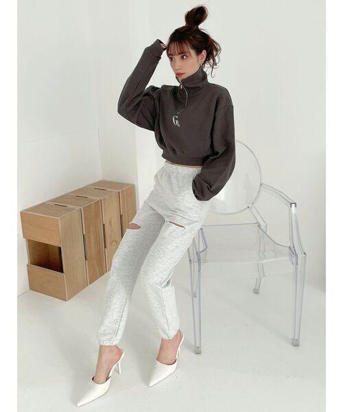 GYDA（ジェイダ）の「ダブルクラッシュスウェットパンツ（その他パンツ・レディース・ライトグレー/チャコールグレー・FREE）」の9枚目の写真