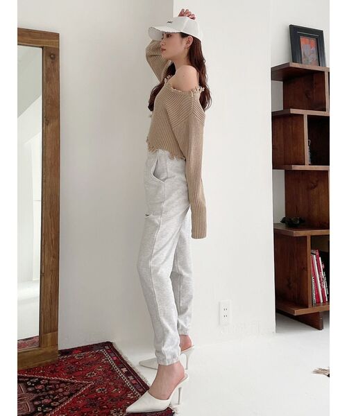 GYDA（ジェイダ）の「ダブルクラッシュスウェットパンツ（その他パンツ・レディース・ライトグレー/チャコールグレー・FREE）」の12枚目の写真